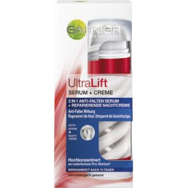 Garnier Anti-Falten Nachtpflege UltraLift 2in1 Serum mit Creme,
