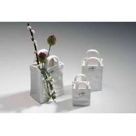 Sandra Rich Vase Tasche Porzellan 7,5x5,5x13,5cm weiß