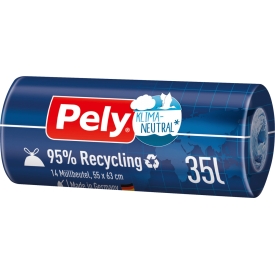 Pely Klimaneutral Müllbeutel mit Zugband 35L & 95% Recyclingmaterial