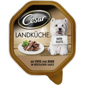 Cesar Hundefutter Mini Filets in Sauce mit Pute und Rind