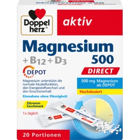 Doppelherz Magnesium 500 +B12 +D3 Direktgranulat 20 St