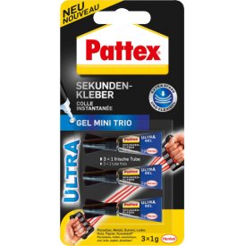 Pattex Mini Trio Ultra Gel Sekundenkleber 3x1g