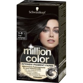 Million Color Dauerhafte Haarfarbe Intensiv-Pigment-Farbe 1-0 Tiefschwarz