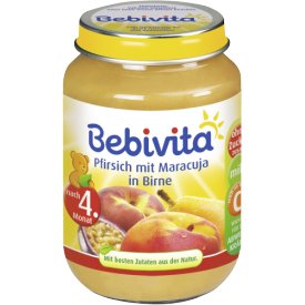 Bebivita Pfirsich mit Maracuja in Birne Babyfrüchtebrei nach dem 4. Monat