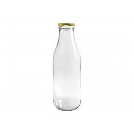 Dosen-zentrale Saftflasche 1000 ml mit Deckel 43mm TO past. Gold