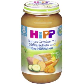 Hipp Buntes Gemüse mit Süßkartoffeln und Bio Hühnchen ab dem 8. Monat