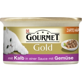 Gourmet Gold Katzenfutter Zarte Häppchen mit Kalb in einer Sauce mit Gemüse