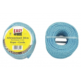 Easy Work EW PE-Allzweckseil, blau, gerollt, 6mm, 30 m