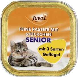 Juwel Katzenfutter Feine Pastete mit Sütckchen SENIOR, Geflügel