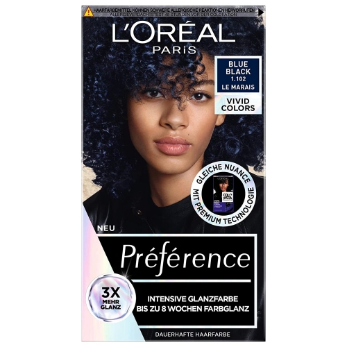 LOreal  Paris Préférence Préférence Haarfarbe 1.102 Vivid Colors Blue Black