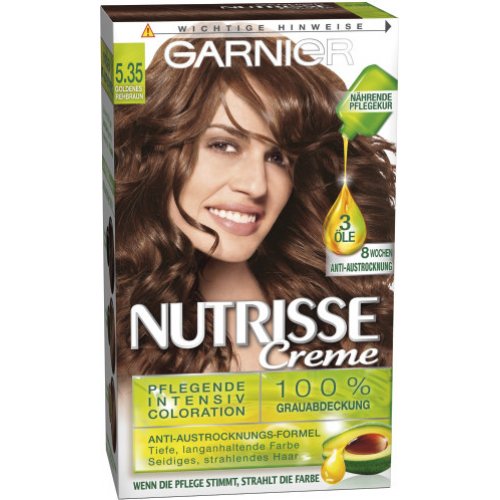 Garnier Dauerhafte Haarfabe Intensiv Coloration Nutrisse 5.35 Goldenes Rehbraun