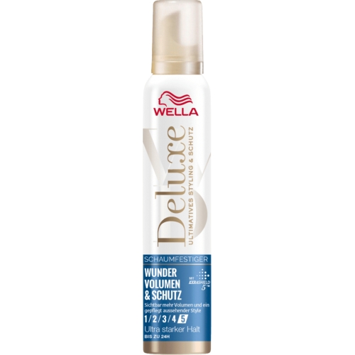 Wella Deluxe Schaumfestiger Wunder Volumen & Schutz ultra stark Wella Deluxe Schaumfestiger Wunder Volumen & Schutz ultra stark
