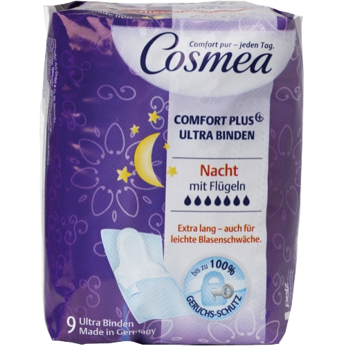 Cosmea Comfort Plus Ultra Binden mit Geruchsschutz Nacht mit Flügeln