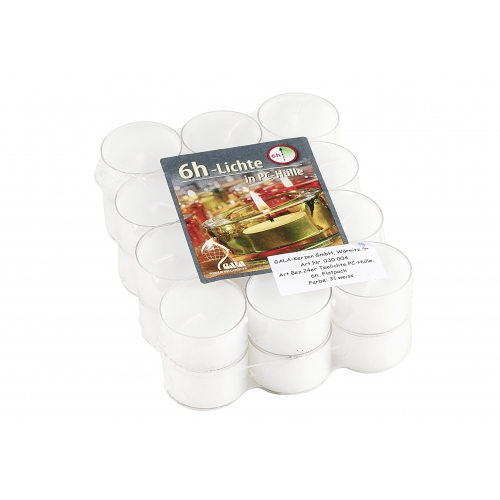 Teelichte Klarsichthülle Ø4cm 24er weiß