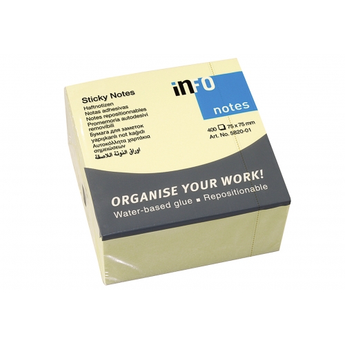 Haftnotizen Info Notes 75x75mm pastellgelb 400 Blatt