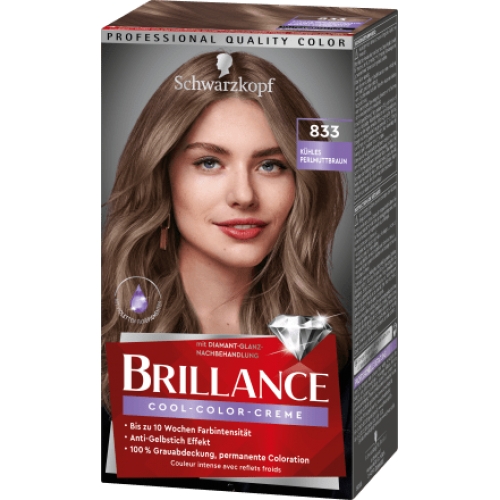 Schwarzkopf Brillance Haarfarbe Cool-Color-Creme Kühles Perlmuttbraun 833 Schwarzkopf Brillance Haarfarbe Cool-Color-Creme Kühles Perlmuttbraun 833