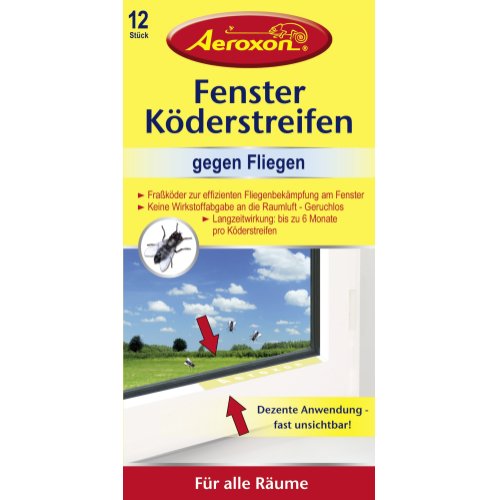Aeroxon Fenster-Köderstreifen gegen Fliegen 12 Stück