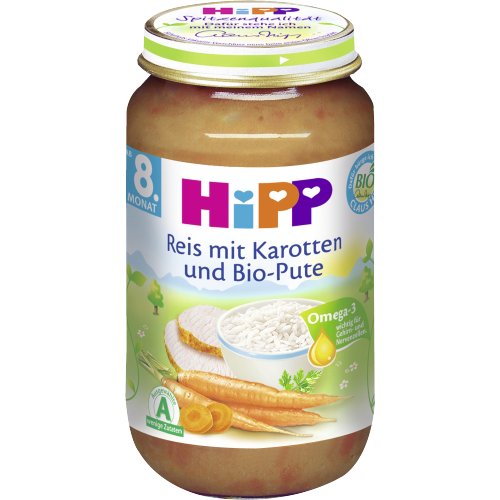 Hipp Reis mit Karotten und Bio-Pute Babynahrung ab 8. Monat