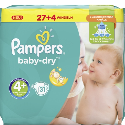 Pampers Baby Dry Größe 4+ Maxi plus 9-18 kg
