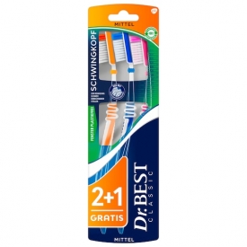 Dr. Best Zahnbürste Classic Schwingkopf mittel 2+1 Stück