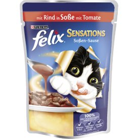 Felix Katzenfutter Sensations Soßen Sause mit Rind in Soße mit Tomate