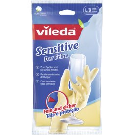 Vileda SENSITIVE wiederverwendbare Gummihandschuhe, Größe L, 1 Paar